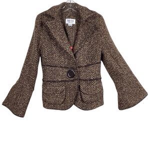 AN REN Vintage Wool Blend Artwear Blazer Jacket Size Medium Sculptural Bohemian